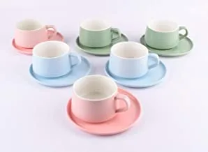 13-Piece Ceramic Tea Cup And Saucer Set With Stand Multicolor