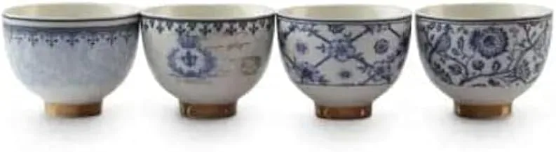 Alsaif Gallery Ceramics Blue Wooded Cup 12-Piece Set