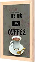 LOWHA it is time for coffee grey Wall Art with Pan Wood framed Ready to hang for home, bed room, office living room Home decor hand made wooden color 23 x 33cm By LOWHA