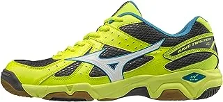 MIZUNO V1GA157047 Wave Twi 4 Men's Sport Shoes, Safety Yellow/White/Atomic Blue