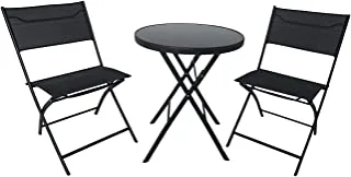Campmate Glass Top Table And 2Pc Chair Set Cm-S018, Multicolor, Extra Large