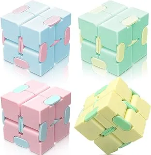 heruo Infinity Cube Fidget Cube Toy Stress Relief for Adults and Kids - 4 Pieces Magic Puzzle Flip Cube for ADD, ADHD, Anxiety Relief and Killing Time