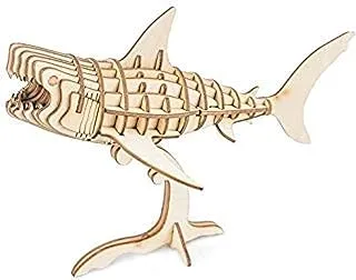 Rolife قم ببناء أحجية التجميع الخشبية ثلاثية الأبعاد الخاصة بك ، مجموعة أدوات الحرف الخشبية على شكل سمكة القرش ، هدايا للأطفال والكبار
