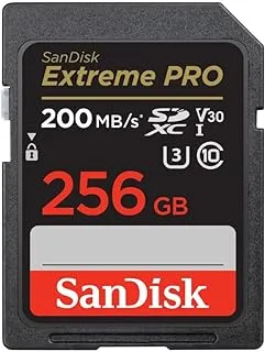 بطاقة ذاكرة SanDisk Extreme PRO SDXC UHS-I بسعة 256 جيجا بايت - C10 ، U3 ، V30 ، 4K UHD ، بطاقة SD - SDSDXXD-256G-GN4IN ، رمادي داكن / أسود