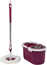 Spin Mop With Bucket| Rotating Mop|360° Spinning mop|Extended Easy Press Stainless Steel Handle|Peach