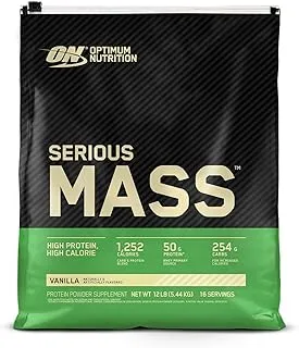Optimum Nutrition (ON) Serious Mass High Protein and High Calorie Gainer Powder - 12 lbs (Vanilla) with Vitamins and Minerals