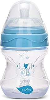Nuvita 6011 Mimic Collection Anti Colic Baby Bottles 150ml. - Ergonomic Shape & Teats Nipple Effect - BPA Free EU Brand - Italian Design, Light Blue