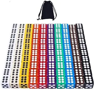 AUSTOR 100 Pieces 12mm Dices 6 Sided Game Dice Set Square Corner Dice with a Drawstring Pouch