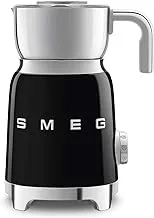 Smeg mff01bluk, retro 50's style automatic milk frother with 8 functions, 500 ml milk steamer with hot & cold foam latte, cappuccino, warm milk, hot chocolate, black- 1 year warranty