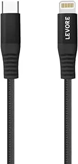 LEVORE 1M Nylon Braided USB C to Lightning Cable Black
