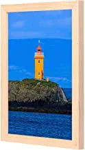 LOWHA orange Lighthouse Near Body of Water Wall Art with Pan Wood framed Ready to hang for home, bed room, office living room Home decor hand made wooden color 23 x 33cm By LOWHA
