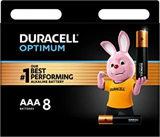 Duracell Optimum Type AAA Alkaline Batteries Pack of 8, black