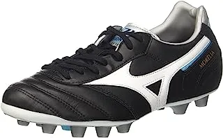 حذاء كرة القدم Mizuno P1GA181402 Morelia II MD للرجال، أسود/أبيض/Blueatoll
