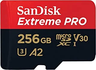 SanDisk 256GB Extreme PRO microSDXC card + SD adapter + RescuePRO Deluxe, up to 200MB/s, with A2 App Performance, UHS-I, Class 10, U3, V30, Black
