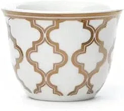 Alsaif Gallery Arab Porcelain Coffee Cup 12-Piece Set, White/Gold Strip