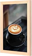 LOWHA latte art dark Wall Art with Pan Wood framed Ready to hang for home, bed room, office living room Home decor hand made wooden color 23 x 33cm By LOWHA