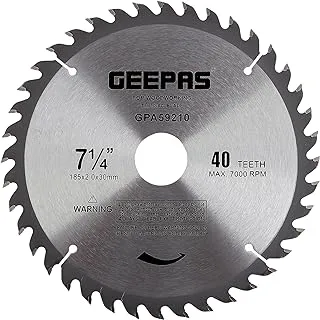 Geepas Professional Circular Saw Blade, 185 mm x 2 mm x 30 mm Size, 40 Teeth, Silver/Black