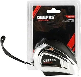 Geepas Toolz Measuring Tape, 7.5 m x 25 mm Size, Silver/Black
