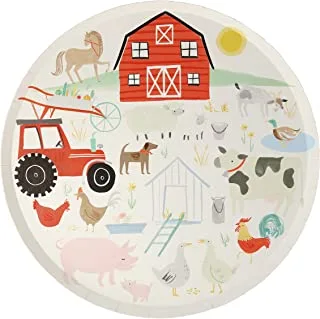 Meri Meri On the Farm Paper Dinner Plates 8 Pieces, 10.5-inch Diameter