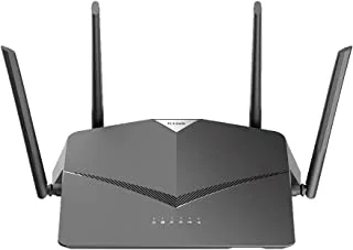 D-Link DIR-2640, AC 2600 Mbps MU-MIMO Dual Band High Power WiFi Router, 5 Gigabit Port, 4 External Antenna, Voice Control Compatible with Alexa & Google Assistant, 2 USB Ports, Black