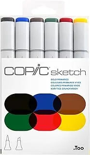 Copic Alcohol Sketch Marker Set, Bold Primaries, 6 Count