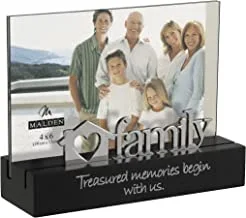 مالدن انترناشيونال ديزاينز تعابير سطح المكتب العائلية مع إطار صورة مرفق بالكلمة الفضية ، 4 × 6 ، أسود