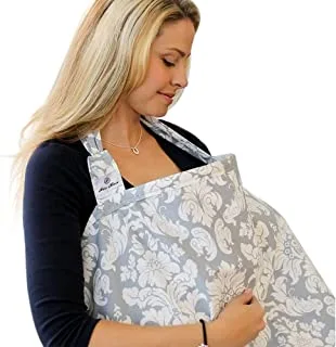 SHOWAY Breastfeeding Nursing Cover, Lightweight Breathable 100% Cotton Privacy Feeding Cover, Nursing Apron for Breastfeeding - Full Coverage, Adjustable Strap, Stylish and Elegant