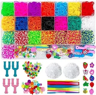 Mumoo Bear 6800 Loom Bands Kit With Loom Board, Kids Art Crafts Bracelet Making Set With Hooks &Charms, Toy