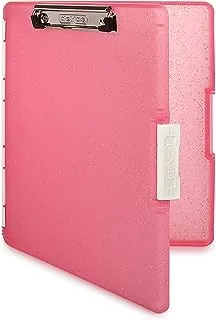 Dexas Slimcase 2 Storage Clipboard with Side Opening, Pink Glitter, Office Supplies Clipboards to Organize, Carry and Store, A4 Holder, Combine Style and Functionality, Nursing Slim Clipboard