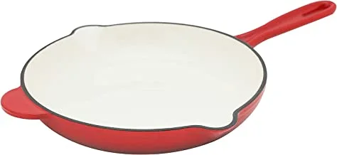 Porcila Enamel Cast Iron Grill Pan with Enamel Coating, 28 cm, Red