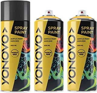 Yonovo Pack of 3 Spray Paint Multi Purpose| Medium Grey | Art spray | Craft spray | Spray Point | Art Point | Drawing Point