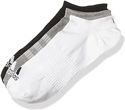 ADIDAS Thin and Light No-Show 3 Pairs Unisex Socks,MGREYH/WHITE/BLACK,Size XL