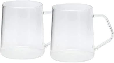 Reem 2 Peices Borosilicate Glass Cup, 300 ml, Clear