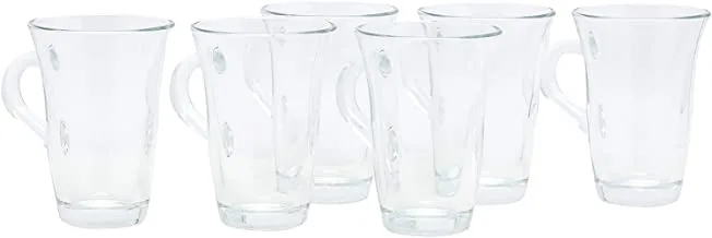LAV 6 Peices Tea or Coffee Cup Set, 150 ml, Clear