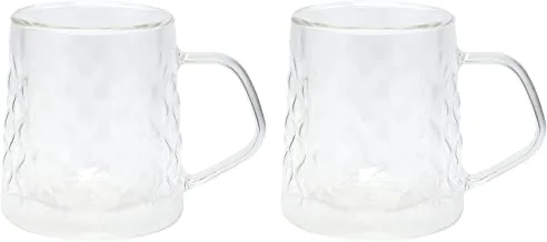 Trust Pro 2 Peices Double Wall Glass Cup, 200 ml, Clear