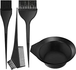 ECVV 4Pcs Salon Hair Coloring Dyeing Kit Color Dye BrUSh Comb Mixing Bowl Tint Tool, BLACK