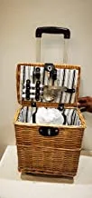 Ayra Handmade Picnic Basket 4-Piece Set with Cutlery and trolley