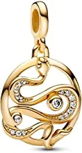 Pandora ME 14K Gold-Plated Pavé Snake Medallion Charm With Cubic Zirconia