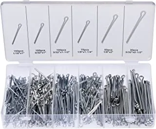 Neiko 50454A Cotter Assortment | 555 Pc | Steel Split Pin Fastener Clip | Straight Hairpin, Piece, Silver