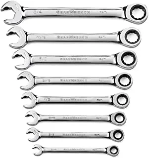 GEARWRENCH 8 Pc. 12 Point Open End Ratcheting Combination SAE Wrench Set - 85599