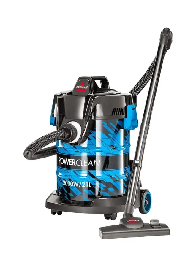 Bissell Drum PowerClean 2000W Dry 21L Vacuum Cleaner: Powerful Suction, High Capacity Tank, Onboard Storage, Enhanced Maneuverability - Ideal for Dry Messes on Floors and Off-Floor Cleaning 21 L 2000 W 2027E Blue/Black