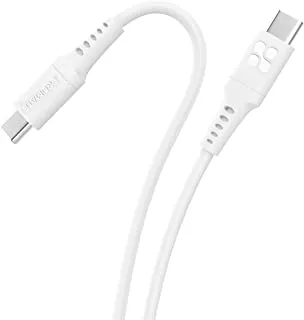 Promate USB-C to USB-C Cable, Premium 60W Power Delivery Fast Charging Type-C Cable with 480Mbps Data Sync and 120cm Anti-Tangle Silicone Cord for Galaxy S22, iPad Air, XPS 17, PowerLink-CC120 White