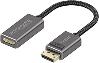 Promate DisplayPort to HDMI Adapter, Ultra HD 4k Male to Female DP to HDMI Converter Video Display Cord with Gold Platted Connectors, Nylon Cable, Uni-Directional Display for iMac, HP, MediaLink-DP