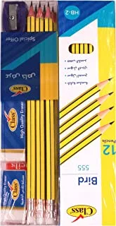 CLASS- طقم أدوات مكتبية-قلم رصاص 12 + قلم رصاص 18 + شاربينر