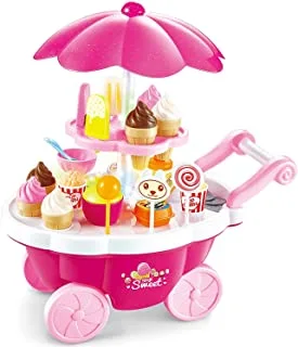 Mumoobear 39Pcs Plastic Ice Cream Cart Play Food Set Shop Toy With MUSic And Lights Gift For 3 Years Old Girls