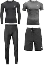 Rockbros LKW1008-M Fitness and Running Tracksuit Set 4-Pieces, Medium, Gray