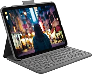 Logitech iPad (10th generation) Keyboard Case | Slim Folio with integrated wireless keyboard, Arabic Layout - Graphite
