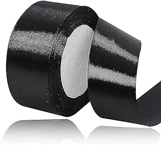 MARKQ Black Satin Ribbon, 38mm x 25yd Fabric Polyester Ribbon for Gift Wrapping, Party Favors, Wedding Decorations, Bow Making, Bouquets, Sewing Projects & Craft Supplies
