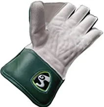 SG Savage Leather Wicket Keeping Gloves, Adult (Green & Off-White)
