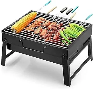Barbecue Charcoal Grill With Folding Stand | Portable BBQ Tool Kits for Outdoor Cooking Camping Hiking Picnics Tailgating Backpacking or Any Outdoor Event (36X29X20) CM
